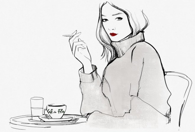 Cafe de Flore'da bir Parisienne